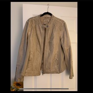 Beige faux leather jacket
